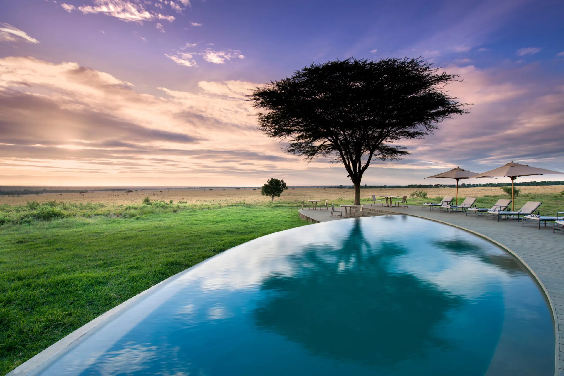 Pool overlooking the Mara plains, andBeyond Bateleur Camp, Masai Mara
