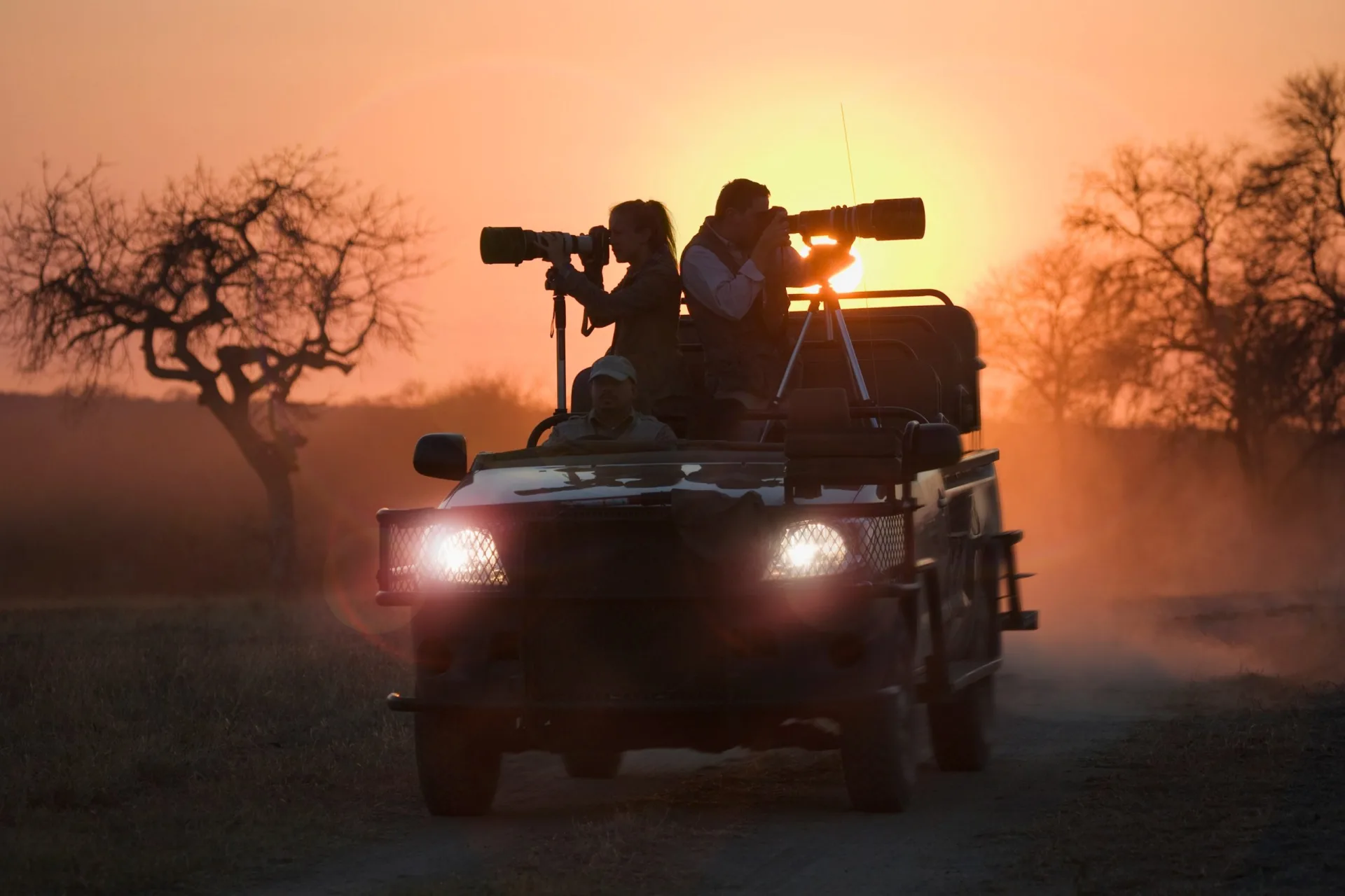 Photographic safari at sunset in Phinda, South Africa