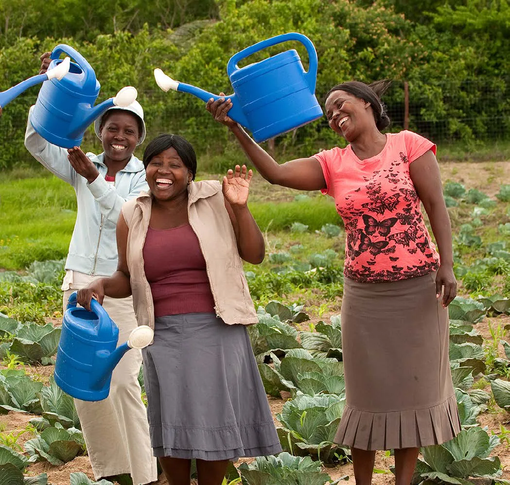 Community members tending a supported vegetable garden project near andBeyond Phinda, KwaZulu-Natal