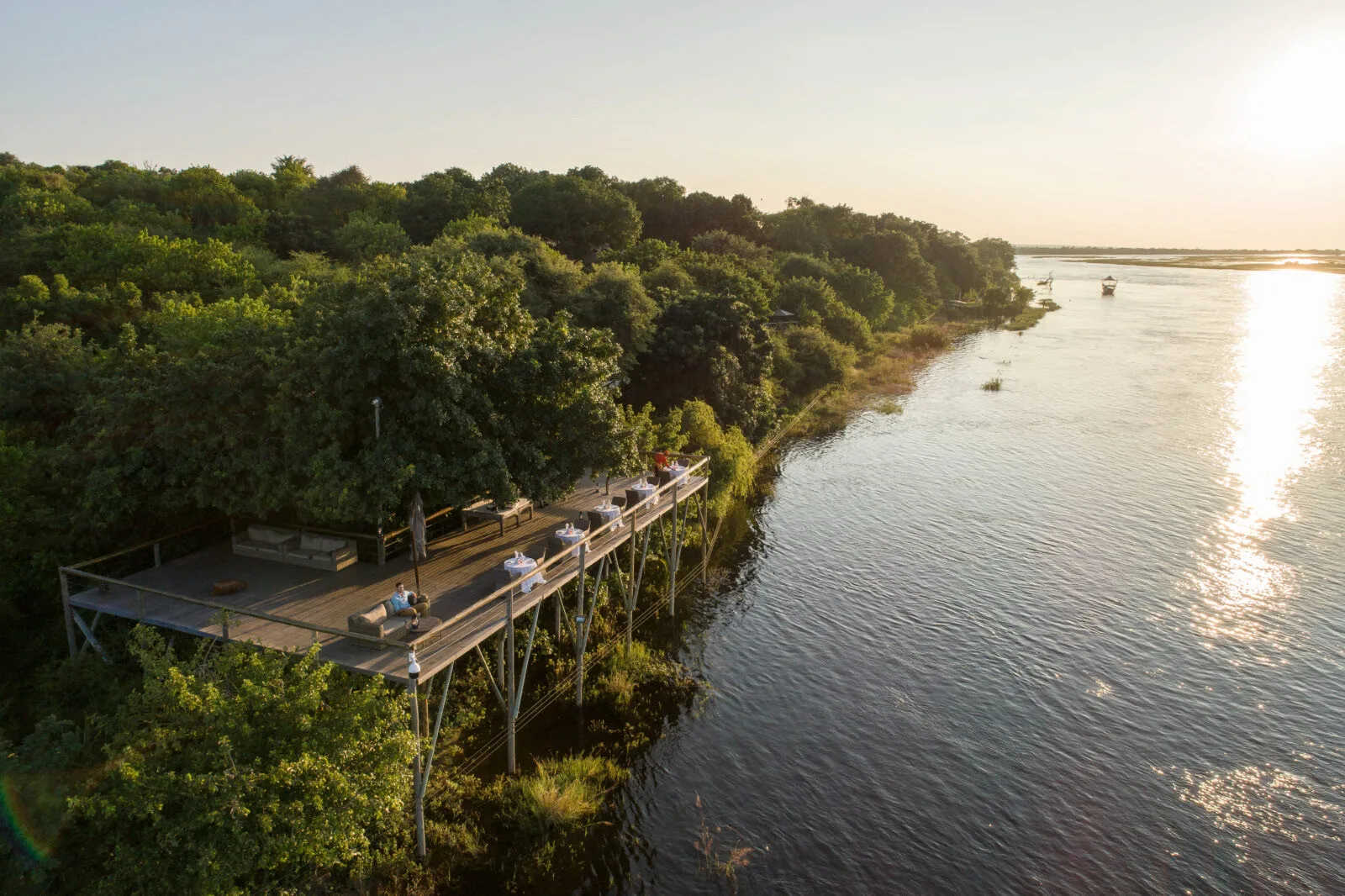 Tented camp at dusk, Chobe National Park, Botswana
