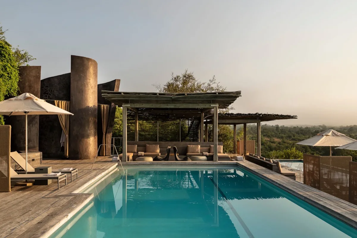 Main pool deck at Singita Lebombo, Kruger National Park