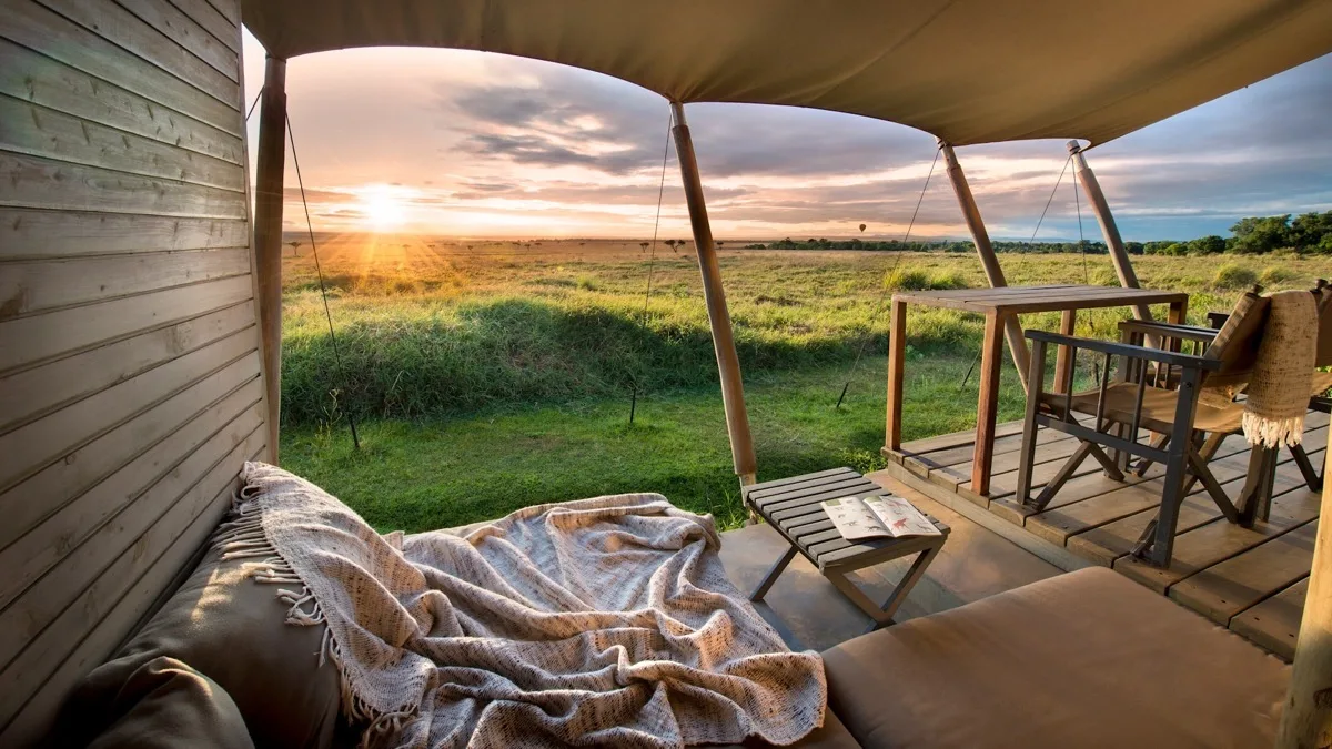 Sunrise from a tent deck at andBeyond Kichwa Tembo, Masai Mara