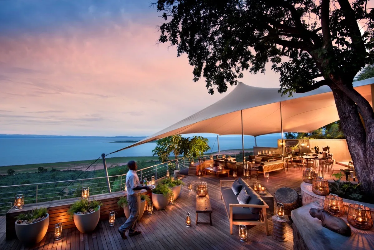 Sundowner deck overlooking Lake Kariba, Bumi Hills, Matusadona