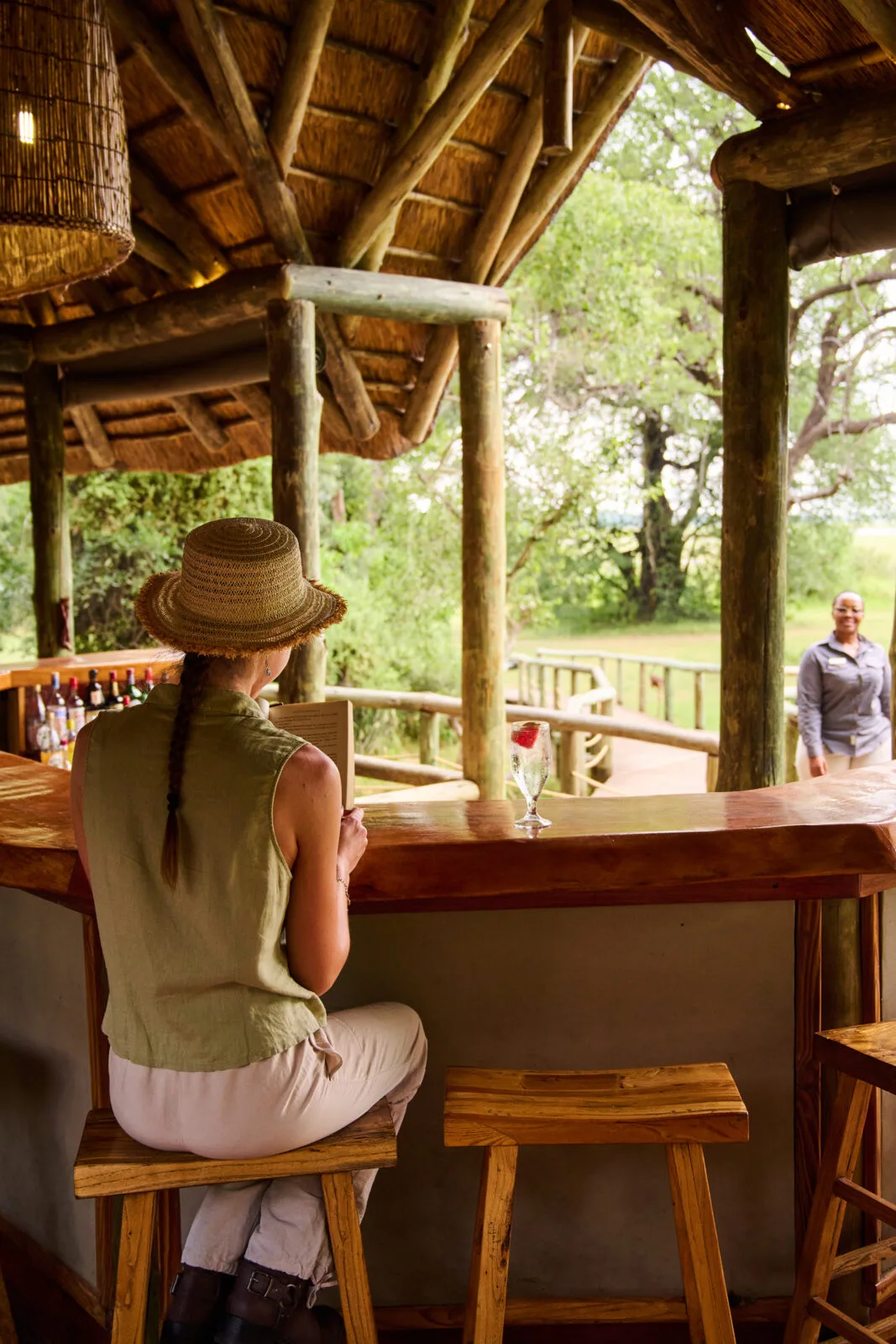 Bar overlooking Xakanaxa Lagoon at Camp Moremi, Botswana