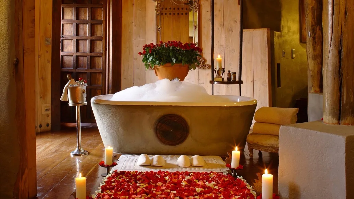 Rose-petal bath at andBeyond Ngorongoro Crater Lodge, Tanzania