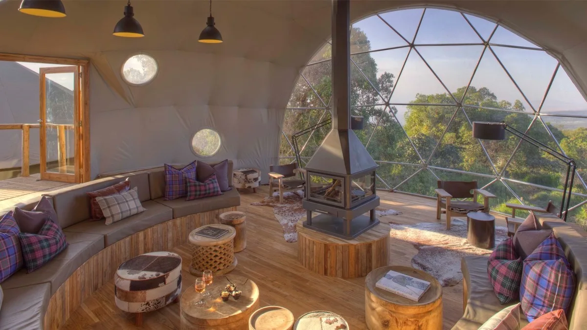 View from a dome suite at The Highlands, Ngorongoro, Tanzania