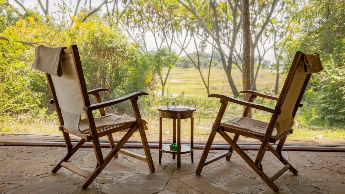 Tent verandah overlooking the wetland, Roho ya Selous, Nyerere
