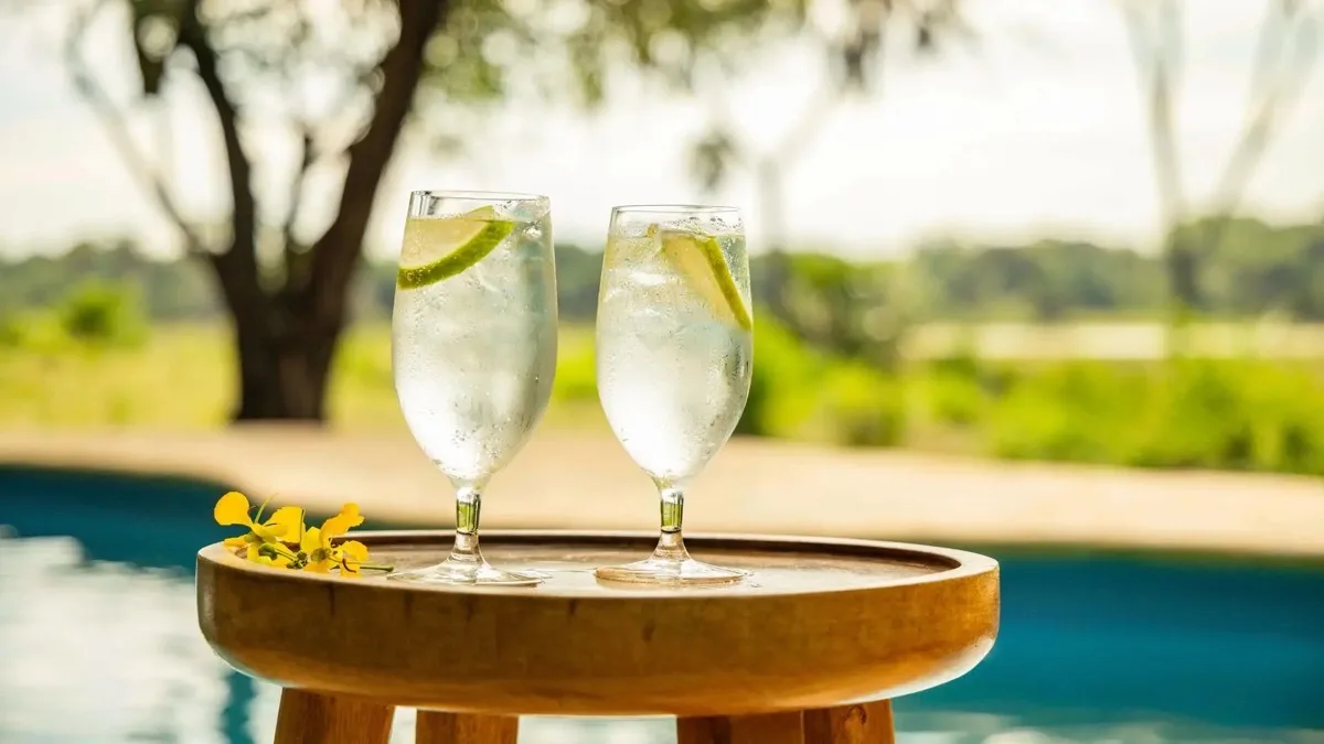 Poolside drinks at Roho ya Selous, Nyerere National Park