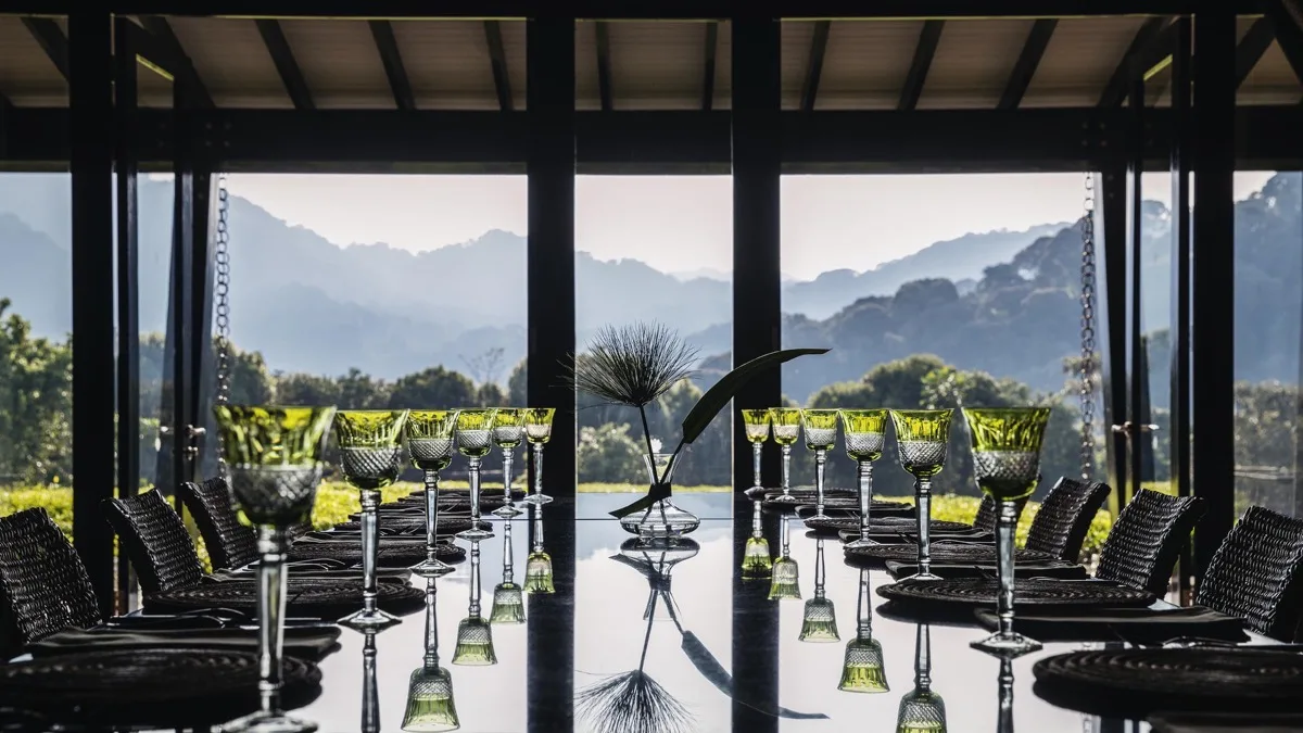 Dining room facing the Nyungwe forest hills, One&Only Nyungwe House