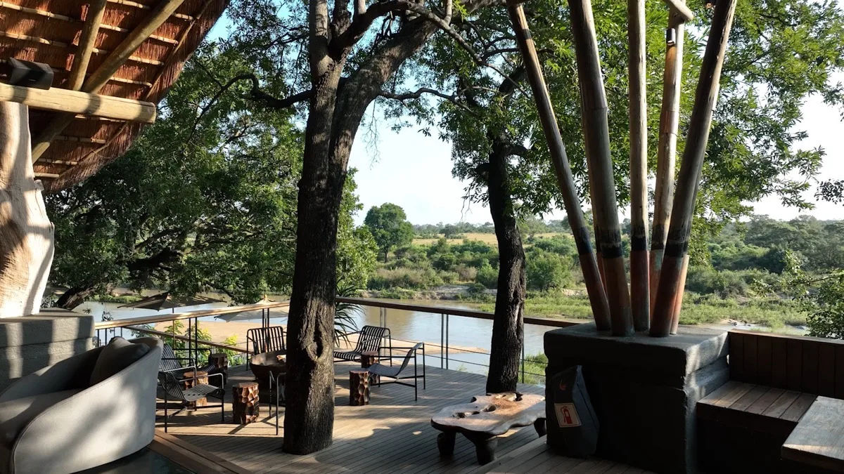Deck above the Sand River at Singita Boulders Lodge, Sabi Sands