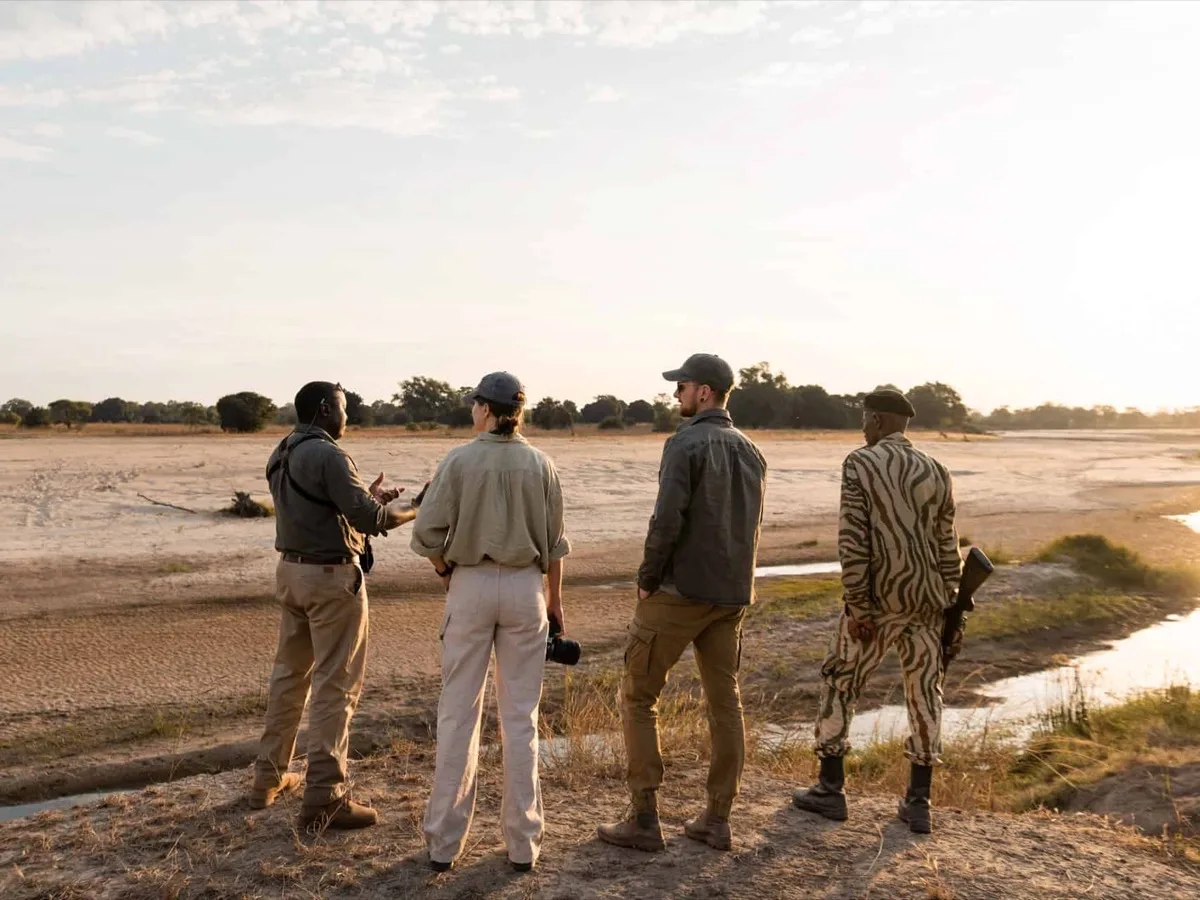 Walking safari with an armed guide, South Luangwa National Park, Zambia