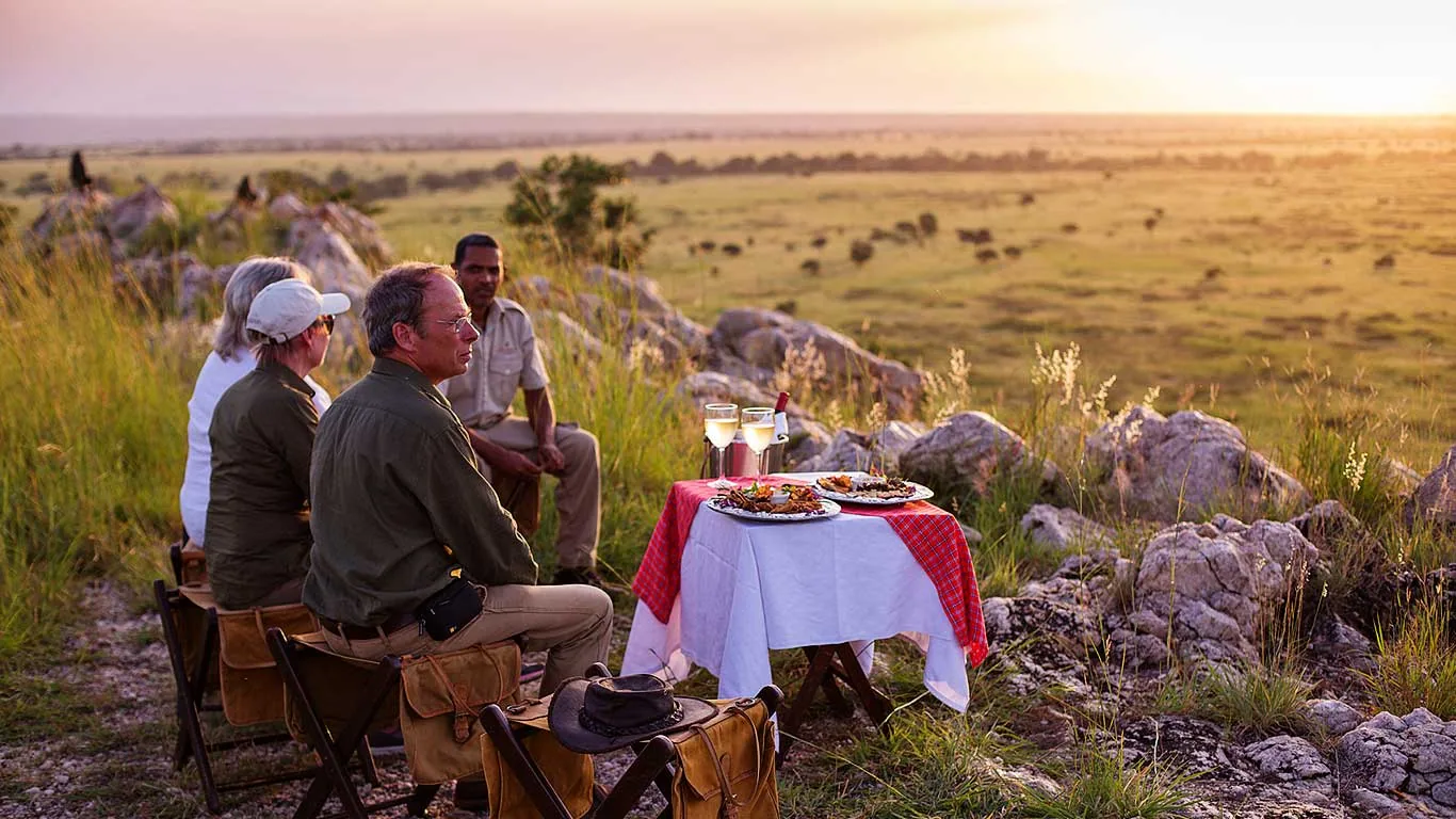 Bush breakfast on a kopje overlooking the Tarangire plains, Tanzania